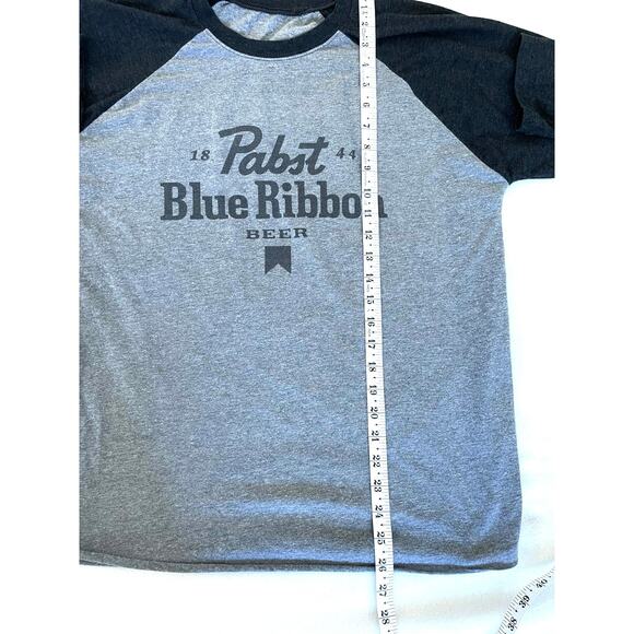 Pabst Blue Ribbon Beer Raglan 3/4 Sleeve Shirt Gray L - Picture 4 of 6